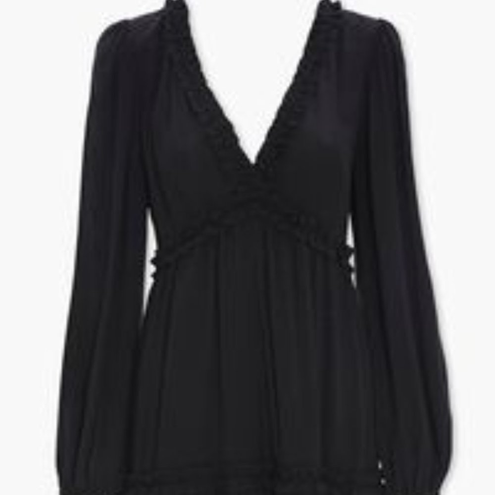 Forever 21 Black Ruffle-Trim Mini Dress Size Sm